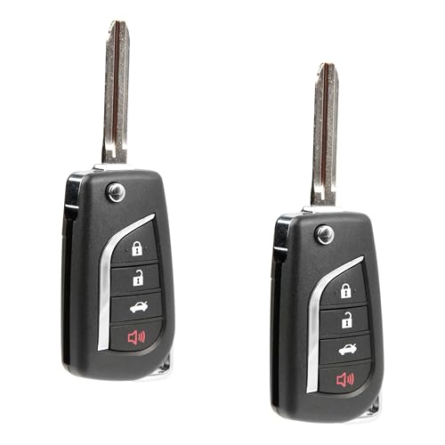 2X Keyless Entry Remote Key Fob Replacement 4-Button Flip for