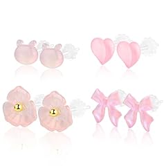 Pink Earrings Set-4 Pairs