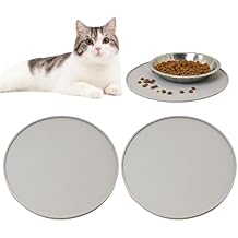 BNOSDM Silicone Cat Feeding Mat 2 Pack Dog Bowl Mats Pet Silicone Food Mat for Food and Water Nonslip Waterproof Feed Mats Round Eating Plate for Small and Medium Cats and Dogs Light Gray