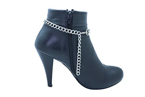 TrendyFashionJewelry TFJ Women Boot Bracelet Western Silver Metal Chain Shoe Ethnic Bling Feather Charm Anklet Turquoise Blue by TrendyFashionJewelry - Image 6