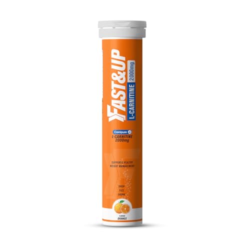 FAST&UP L-Carnitine 2000mg Effervescent Tablets with Carnipure L-Carnitine Tartrate Orange Flavour Effervescent Carnitine Supplement for Energy & Active Lifestyle Support 20 Tablets (Pack of 1)