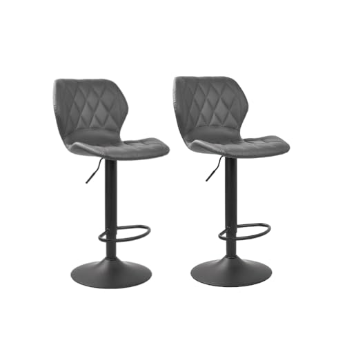 Acezozla Juego de 2 taburetes de bar, modernos taburetes giratorios en altura para sillas de cocina, ajustables de piel sintética con respaldo para el mostrador de la cocina