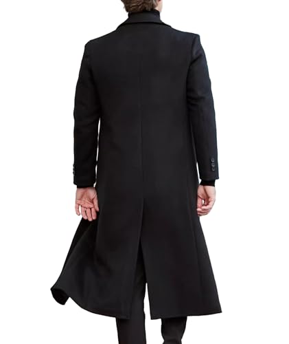 SOMTHRON Men's Winter Trench Coat Single Breasted Notched Lapel Peacoat Slim Fit Business Long Jacket Overcoat2