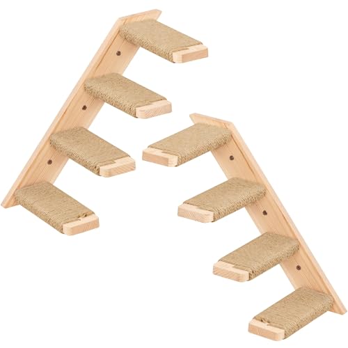 Cat Climbing Stair Shelf, Wall Mounted Ladder 2PCS 4 Steps