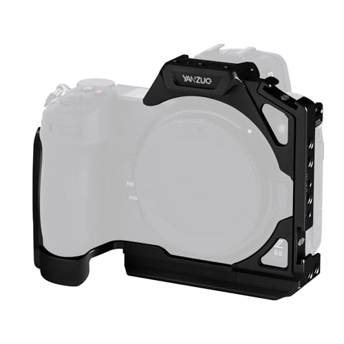Image of YANZUO Universal Camera Cage for Nikon Z5 Z6 Z6II Z7 Z7II, Multi-Compatible 150g Aluminum Rig with Arca-Swiss Base & Dual Cold Shoe for Photography & Video (Black)