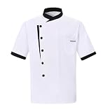 Nanxson Unisex Chef Jacket Men's Chef Coat Restaurant Kitchen Chef Uniform CFM0016 (White Shortsleeve, L)