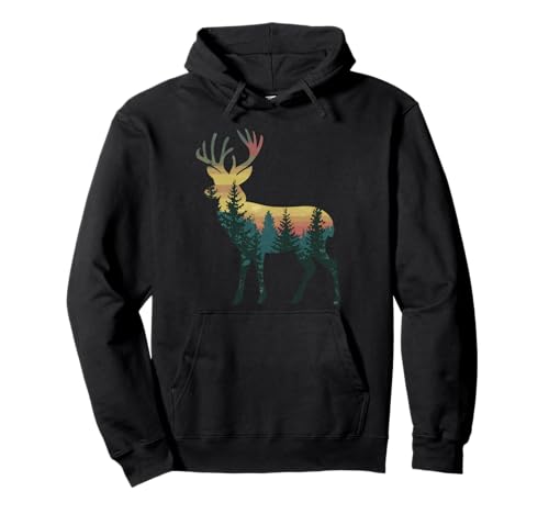 Vintage Outdoor Camping Forest Wildlife Deer Hombres Mujeres Niños Sudadera con Capucha