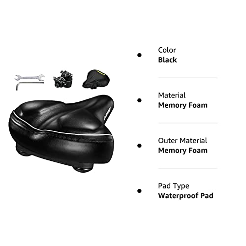 Daway Comfortable Oversized Bike Seat - Compatible With Peloton, Exercise, Mountain Or Road Bikes, C40I Extra Wide Bicycle Saddle Replacement With Memory Foam Cushion For Men Women Comfort #TOP7