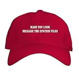 Function Made You Look Release The Epstein Files Dad Hat Red Adjustable Unstructured Embroidered Chino Twill Baseball Cap