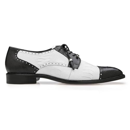 Image of Belvedere Black /White Ostrich Leather Batta Dress Shoe 11