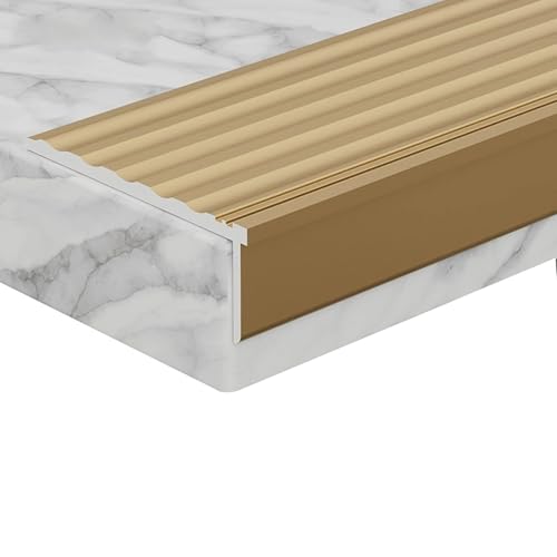 5 Perfiles de Perfil Angular De Escalera De Aluminio, 900 mm x 50 mm x 20 mm Protector de Borde de Escalera en Forma de L, para Interiores Exteriores(Khaki)