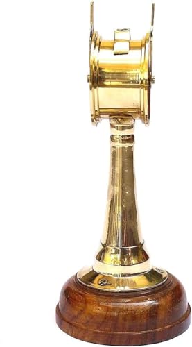 Telégrafo náutico de latón de 6 pulgadas con base de madera para decoración 3