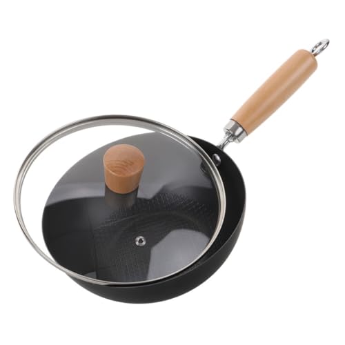 Wok de hierro fundido con tapa y mango de madera miniatura 1