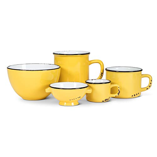 Abbott Collection Enamel Look Stoneware Espresso Cup, Yellow #TOP2