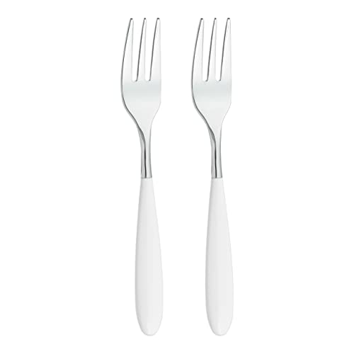 Grunwerg Yin & Yang Pastry Forks 2PAF650W, 18/10 Stainless Steel, Set of 2, White