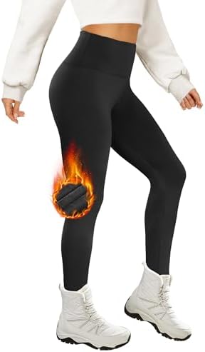 AMIYOYO Thermo Leggings Damen High Waist Mit Fleece | Gefütterte Thermoleggins, Blickdicht Strumpfhose, Warm Kuschelig Elastisch Sport Leggins für Winter