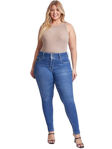 Royalty For Me Womens Women's Plus Basic 3-Button High Rise Skinny JeanJeans4