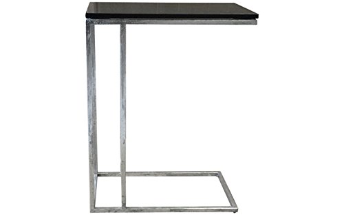 Living Room Metal End Table with Marble Top, Square Accent Design, Side Table, Tray Table, C Table- Silver Leafing