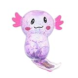 Vivid Axolotl Squishy Toy, Glitter Fidget Sensory Toy for Playful Fun, Reusable TPR Stress Ball, Great Party Favors (Purple)