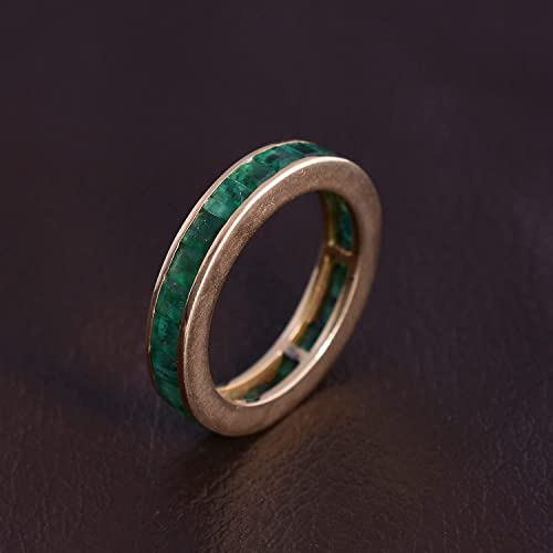 14k Yellow Gold Handmade Emerald Birthstone Eternity Band Ring For Women - 2.91 Carats Real Baguette Emerald Gemstone Fine Jewelry Rings, Gift For Her V3