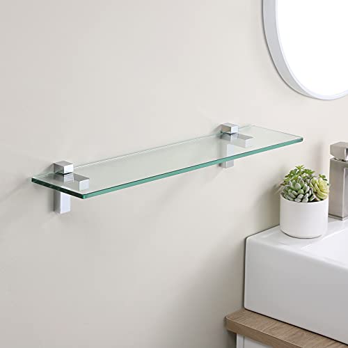 Kes Bathroom Shelf 24 Inch Glass Shelf Wall Mounted Tempered Glass Shelf Polished Chrome Finish, Bgs3201S60 #TOP3