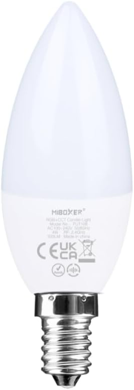 MiBOXER FUT108 4W RGB+CCT Smart LED Candle Bulb 2.4GHz, Color Changing & Tunable White 2700-6500K, 300lm, Candelabra Style for Chandeliers & Sconces, Dimmable image 5