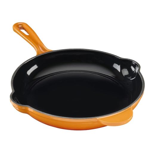 Cooks Professional 26cm Cast Iron Frying Pan | Round Heavy-Duty Skillet Cooking Pan with Enamel Interior | Oven Safe to 260°C, Induction & All Hob Compatible | PFAS, PFOA & PTFE-Free | Orange