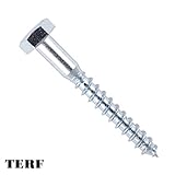 TERF® M8 X 50mm Coach Screws Hex Head M8 (8mm) X 50mm Wood Masonry Brick Concrete Wall Fixing Lag Screw Bolts for Aerial Satellite Dish TV Bracket Fence Shelves Mounting Decking - Pack of 10 - Image 2