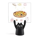 Surtido de alimentos italianos para pizza, soporte para notas de gato negro con dibujos animados