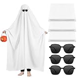 Ramede 6 Pcs White Sheet Ghost Costume Halloween Ghost Boo Costume Black Sunglasses for Adults Halloween Cosplay(78.74 x 90.55 Inch)