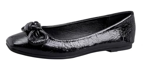 Women's Flat Shoes Square Toe Ballet Flats with Bow for Ladis Dressy Shoes Comfortable for Work Office Wedding