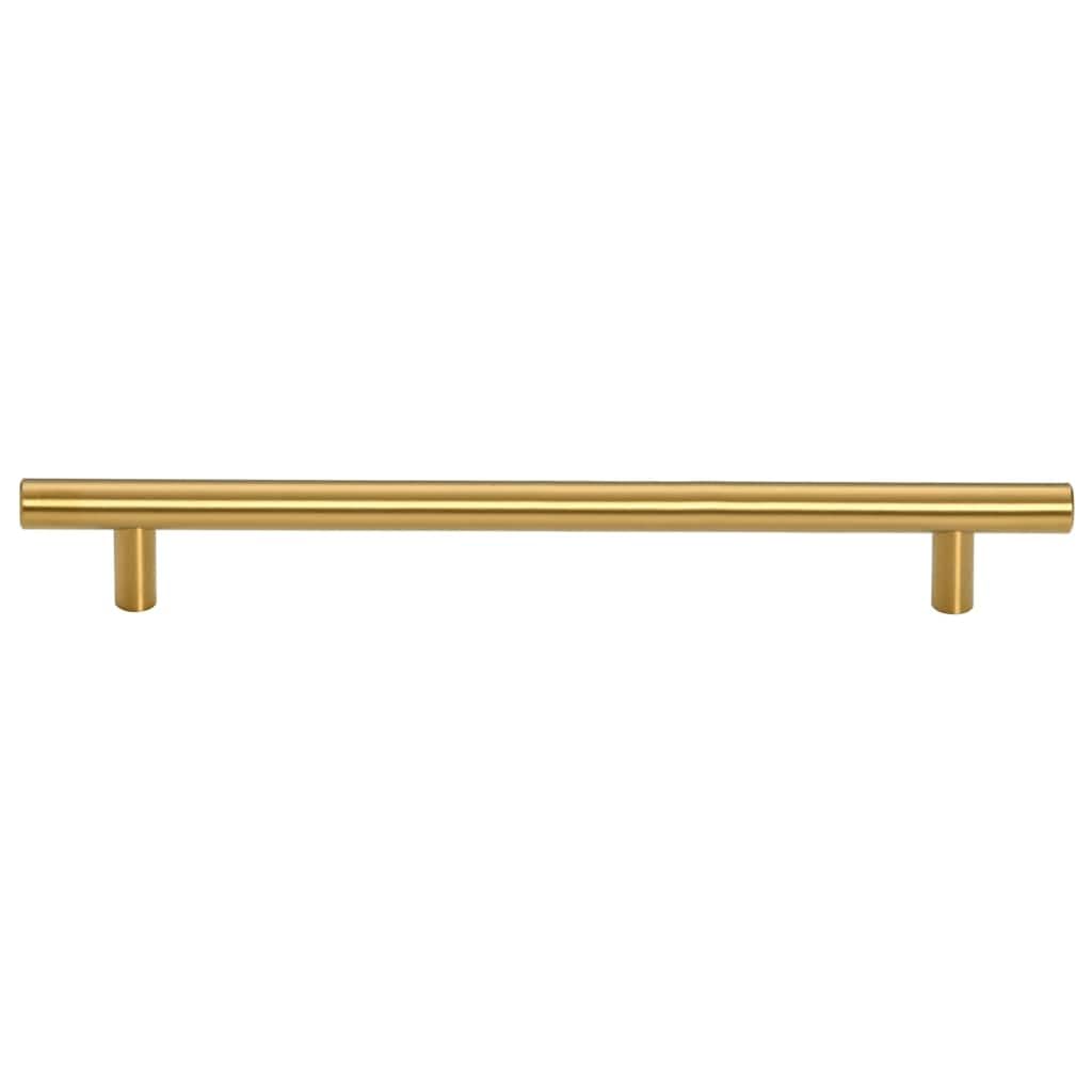 Tiradores de muebles de acero inoxidable dorado en forma de T, 192 mm, distancia entre orificios, juego de 5 unidades, para armario, cajón, puerta, cómoda, cocina, baño, resistente a la