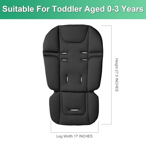 Baby Stroller Seat Liner for Most Models, Breathable Fabric Stroller Seat Liner Insert, Ensure Comfort and Support on the Go, Stroller Accessories for Toddler Aged 0-5 Years Old, Black by DUSHARKFUN - Image 3