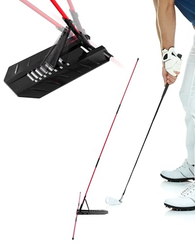FAITIO Golf Alignment Sticks with Stick Holder Adjustable for Correct Swing Plane&Accuracy Portable Practice Aid for Beginners Red