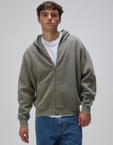 Rsq Mens Washed Zip-Up Oversized Hoodie2