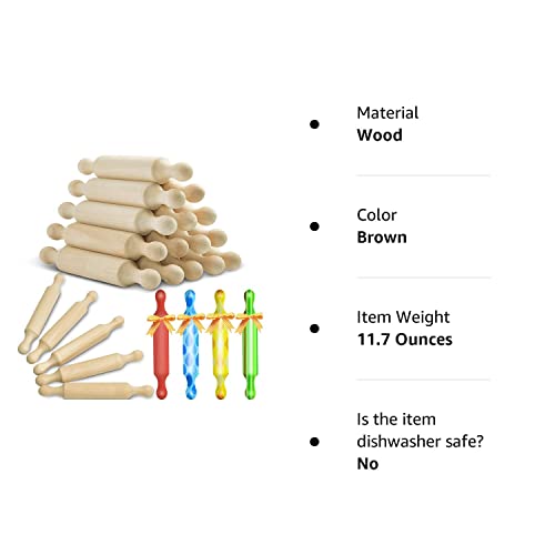 Suclain Wooden Mini Rolling Pin Long Kitchen Baking Small Dough Rolling Pin For Children Fondant Pastry Pizza Crafting And Imaginative Play For Halloween And Christmas Presents (15 Pieces,6 Inches) #TOP7