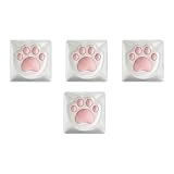 4-Pack Cat Paw Keycaps - Silicone & ABS Cute Mechanical Keyboard Caps, Dye-Sublimation Cat Claw & Fingerprint Keycaps for Custom Typing