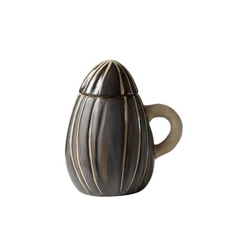 350ml/12oz Creative Ceramic Sunflower And Melon Seed Mug With Lid For Opposite Sex Coffee And Milk Cups-Guazi Cup