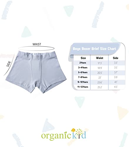 Organickid Boys 100% Organic 100% Cotton Underwear Gots Certified Kids Toddler Boxer Briefs Pack Of 3 Blue #TOP4