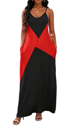 Image of vunahzma Womens Casual Fashion Sleeveless Plus Size Loose Long Sexy Maxi Dress with Pockets