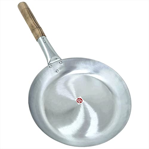 Bridge2shopping Aluminium Fry Pan with Wooden Handle for Home and Restaurant,10 Inch Diameter