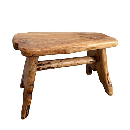 TJ Global Natural Edge Cedar Wood Tree Stump Indoor/Outdoor Stool, Garden Bench, Night Stand, End Table, Plant Stand - L28 x W14 x H17.5