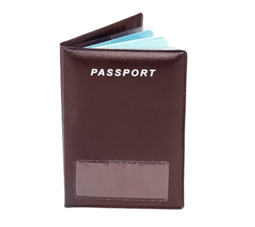 Image of Storite 5 Pack Slim PU Leather Travel Family Passport Holder Wallet Case, Passport Cover for Men & Women (Brown, 9.25 X 14 CM)
