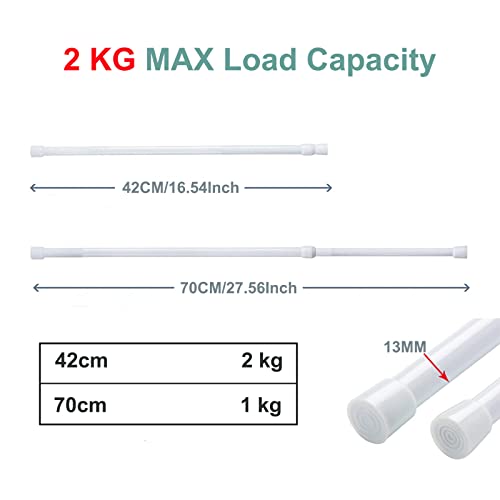 3 pezzi Bastoni di tensionamento per tende Estensibili Asta di tensionamento per tende, armadi, guardaroba, allungabile da 42 a 70 cm, senza forare e senza colla - Image 3
