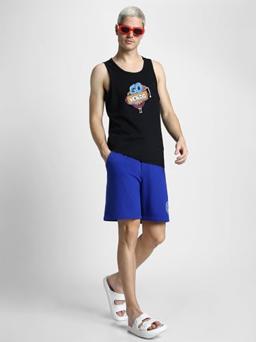Image of Veirdo Pure Cotton Sleeveless Regular Fit Front Print Placement Scoop Neck Vest for Men & Boys