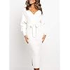 Chang Yun Women's Long Maxi Sweater Dresses Sexy Wrap Batwing V Neck Slit Open Back Holiday Bodycon Dress with Belt