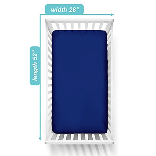 Image of American Baby Company Supreme 100% Natural Cotton Fitted Crib Sheet 52 inch x 28 inch, Enhanced Thickness for Soft, Breathable & Hypoallergenic Jersey Comfort, Royal, Neutral for Boys & Girls (Pack of 2)