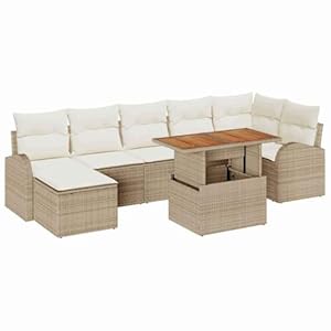 Solivagant Garten-Sofa-Set mit Kissen 8 pcs Beige und Creme, Möbel,Gartenmöbel,Gartensit... 68.3 kg-3349616