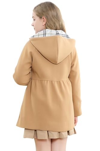 Image of Betusline Girls' Dress Coat, Kids Hoodie Wool Blend Coats Fall Winter Outerwear Peacoat,2-14 Years