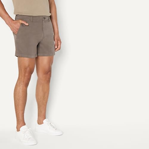 Image of Amazon Essentials Men's Slim-Fit 5 inch Flat-Front Comfort Stretch Khaki Chino Shorts with Elastic Waistband